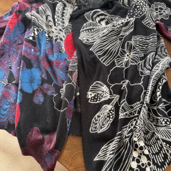 DESIGUAL open waterfall cardigan sz XS (S) black with multicolour floral pattern - Picture 16 of 16